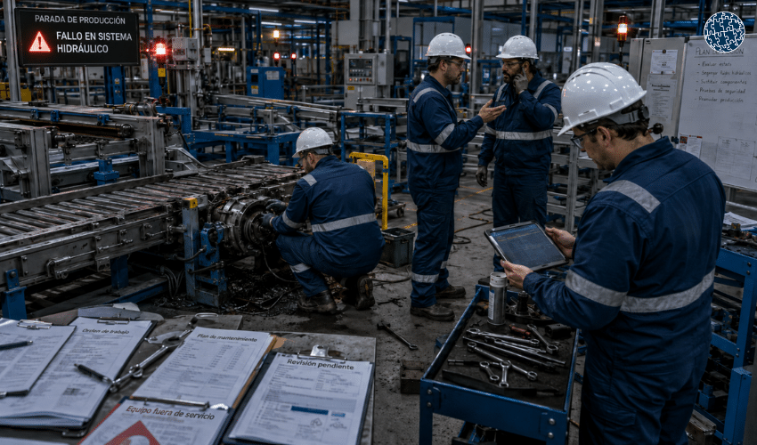 Parada no planificada en planta industrial causada por errores en la planificación del mantenimiento.