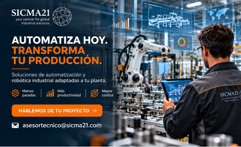 Soluciones de automatización y robótica industrial de SICMA21 para mejorar productividad, control y eficiencia de planta.