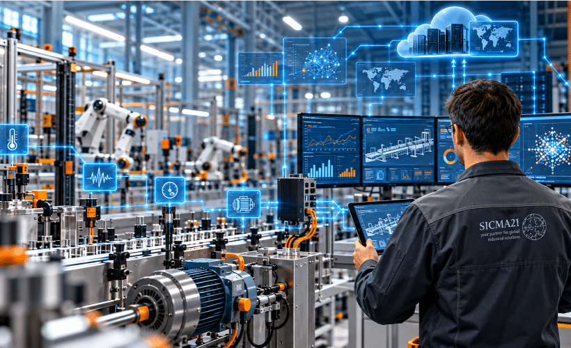 Tecnologías IIoT, inteligencia artificial, Big Data, Cloud y Edge Computing conectadas a sistemas de automatización industrial.